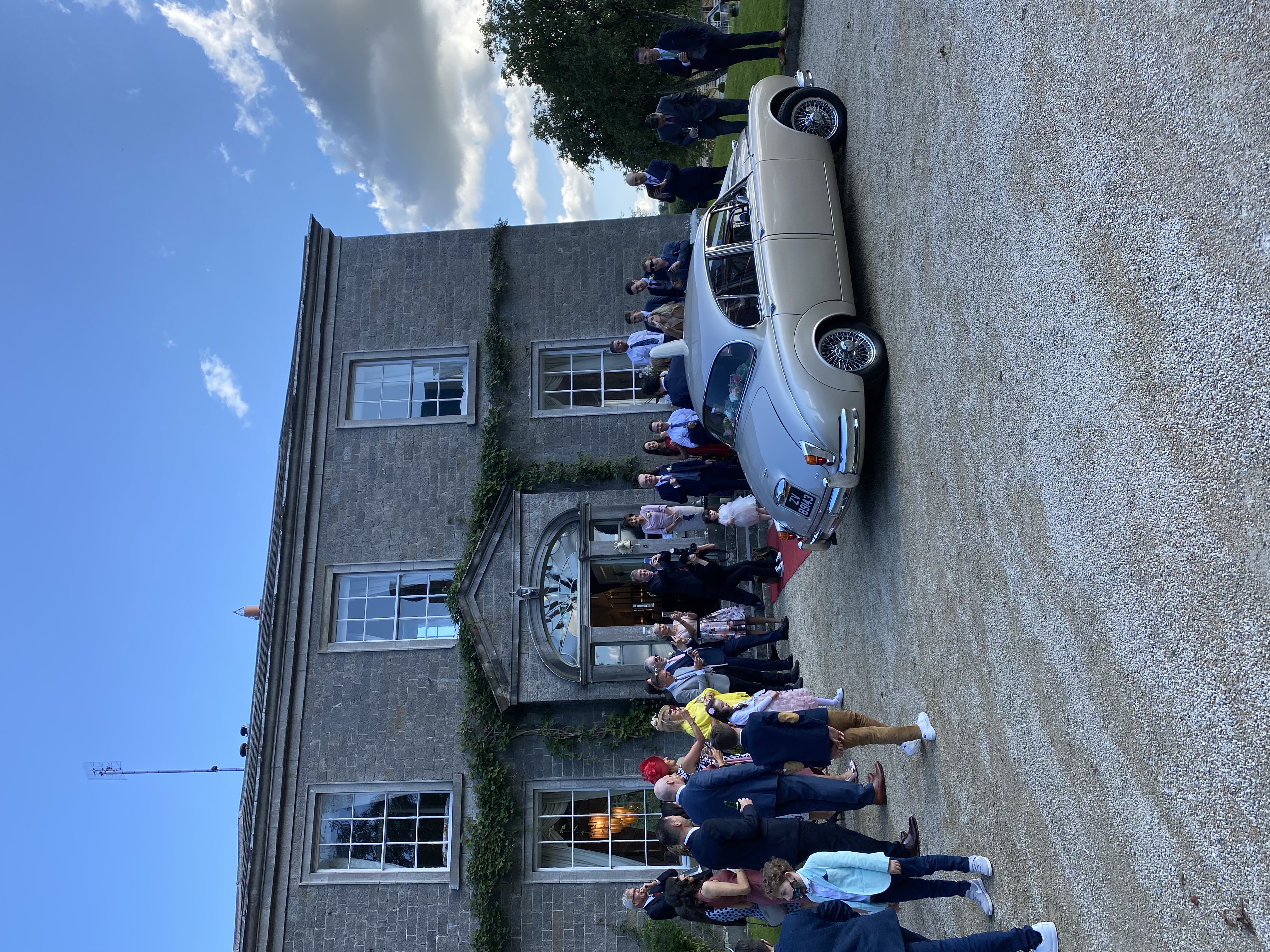 at the beautiful Mill House, Slane in our wedding car, Desert Rose a 1965 Mk II Jaguar