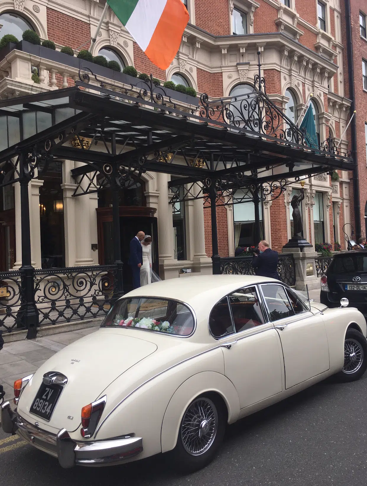 One of our beautiful Jaguar vintage wedding Cars”width=